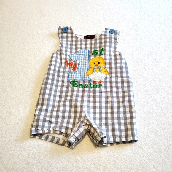 Cactus Other - Lil Cactus Boys Checked Grey White My First Easter Jon Jon Outfit Size 3-6 Mo